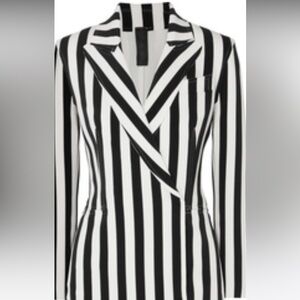 White and black bold striped blazer